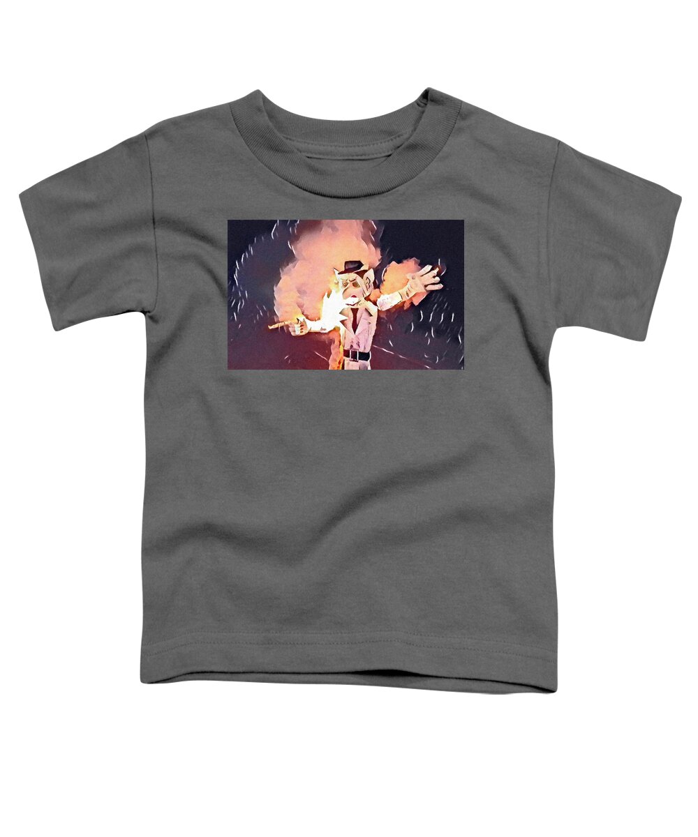 Santa Fe Toddler T-Shirt featuring the digital art Zozobra Burns by Aerial Santa Fe
