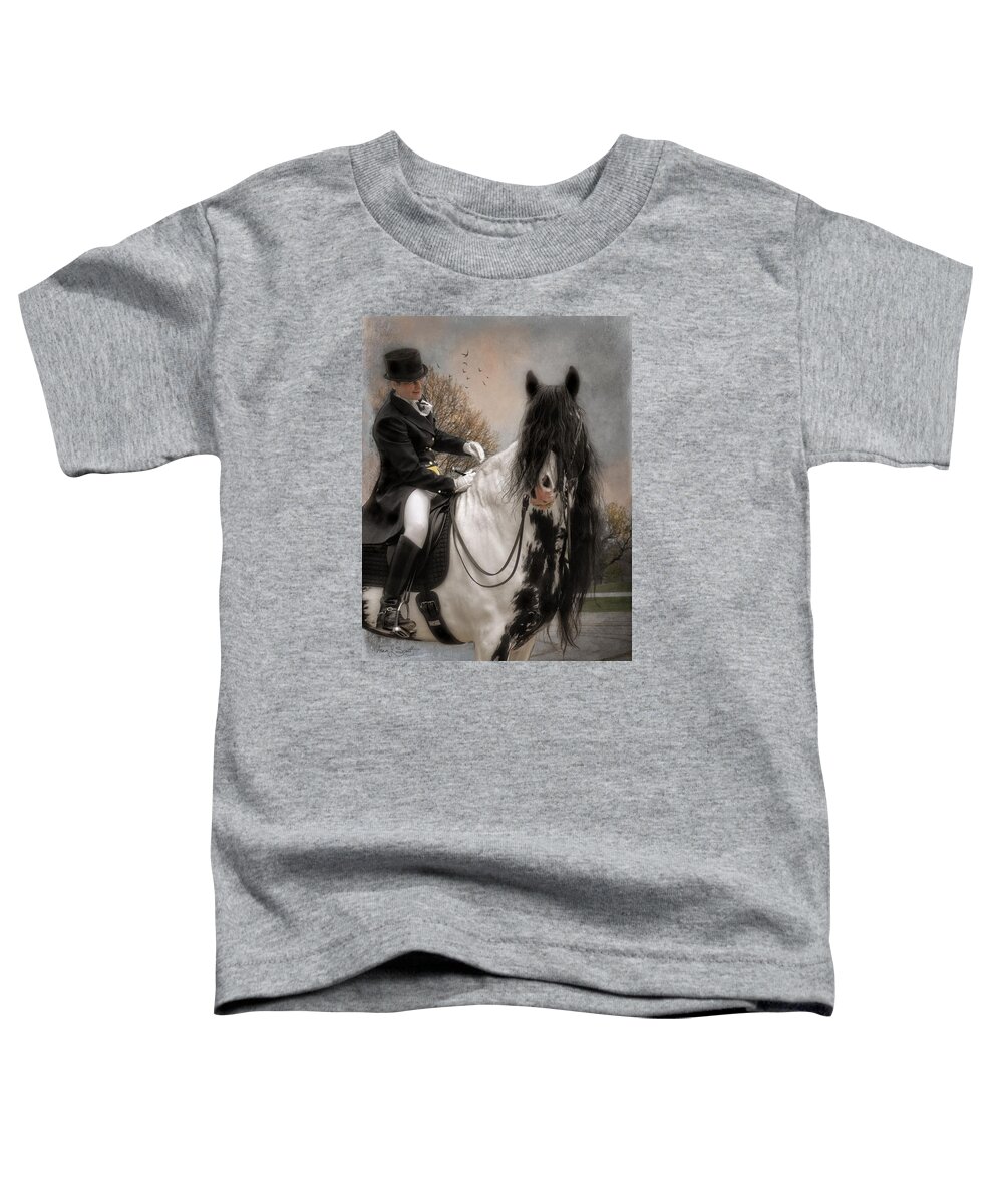 Drum Horse Toddler T-Shirt featuring the mixed media Drum Horse Dressage by Fran J Scott