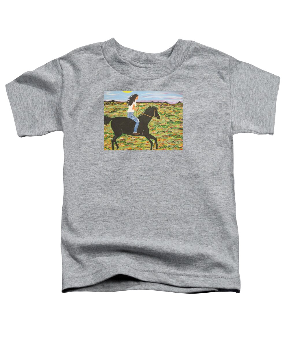 Morning Toddler T-Shirt featuring the painting Morning Bareback Ride by Jeffrey Koss