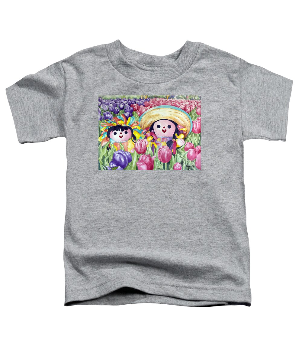 Girls Toddler T-Shirt featuring the painting Brings May Flowers by Kandyce Waltensperger