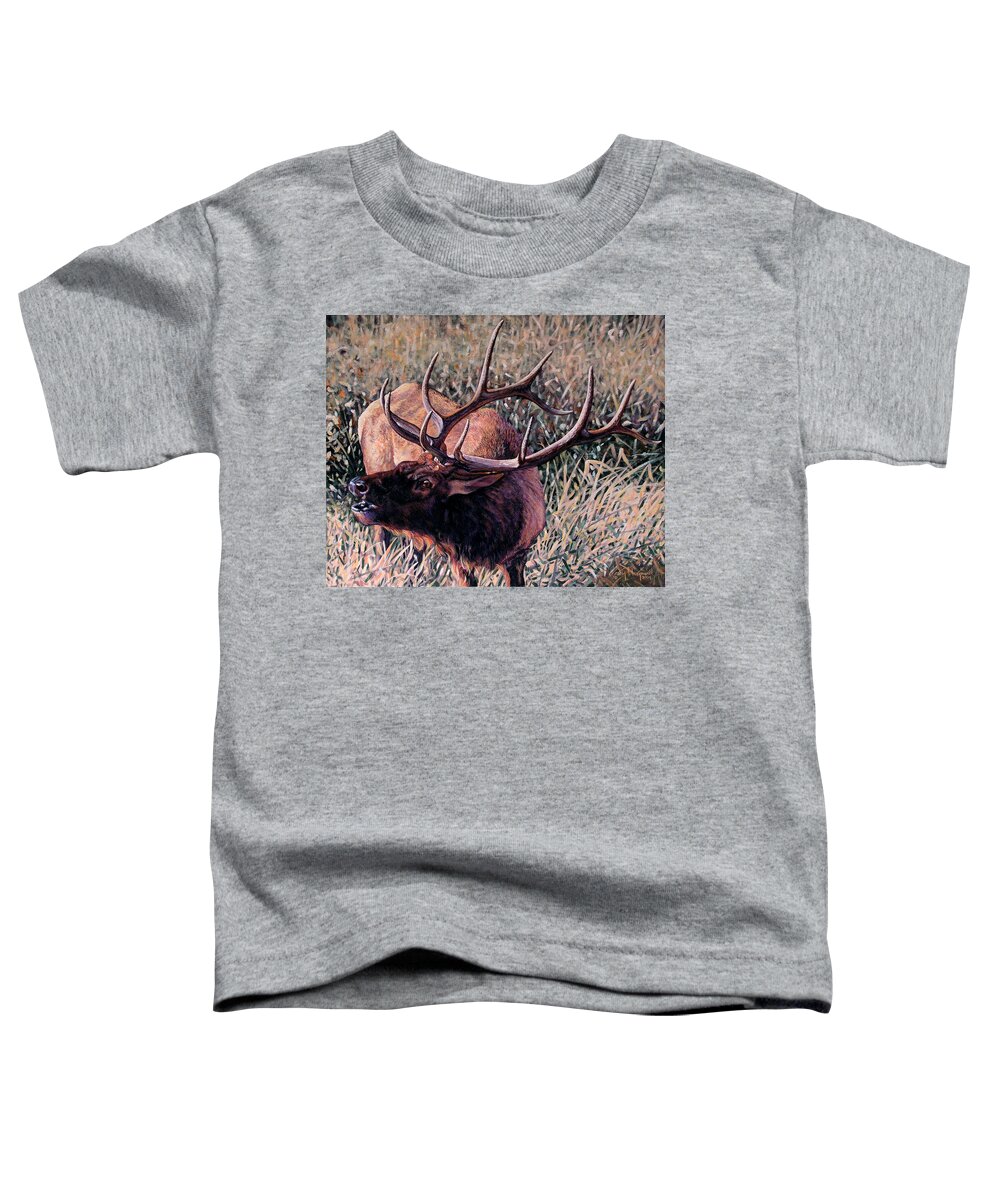 Elk Toddler T-Shirt featuring the painting Bugle Boy by Craig Burgwardt