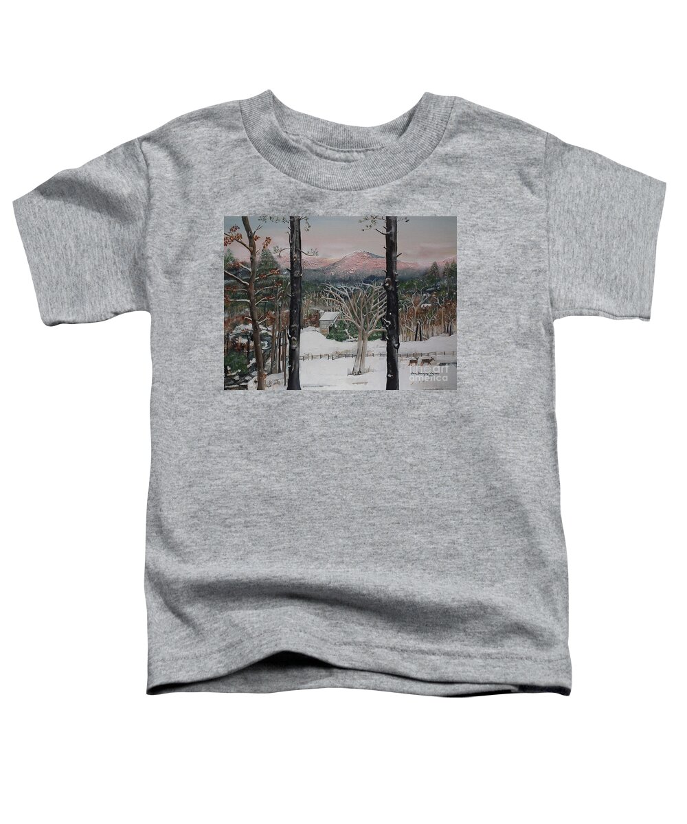 Ellijay Toddler T-Shirt featuring the painting Ellijay - Pink Knob Mountain - Signed by Jan Dappen