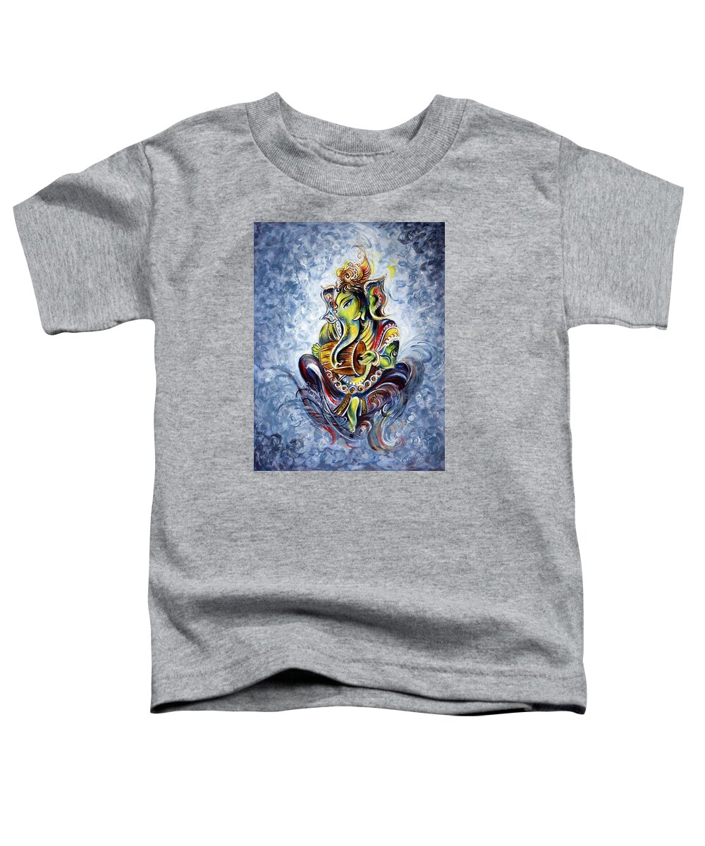 Ganesha Toddler T-Shirt featuring the painting Musical Ganesha by Harsh Malik