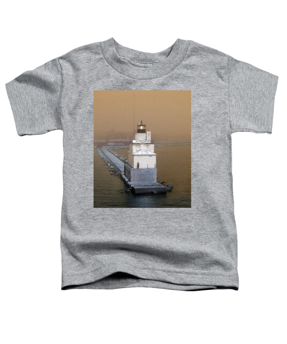 Lighthouse Toddler T-Shirt featuring the photograph Manitowoc Breakwater Light by David T Wilkinson