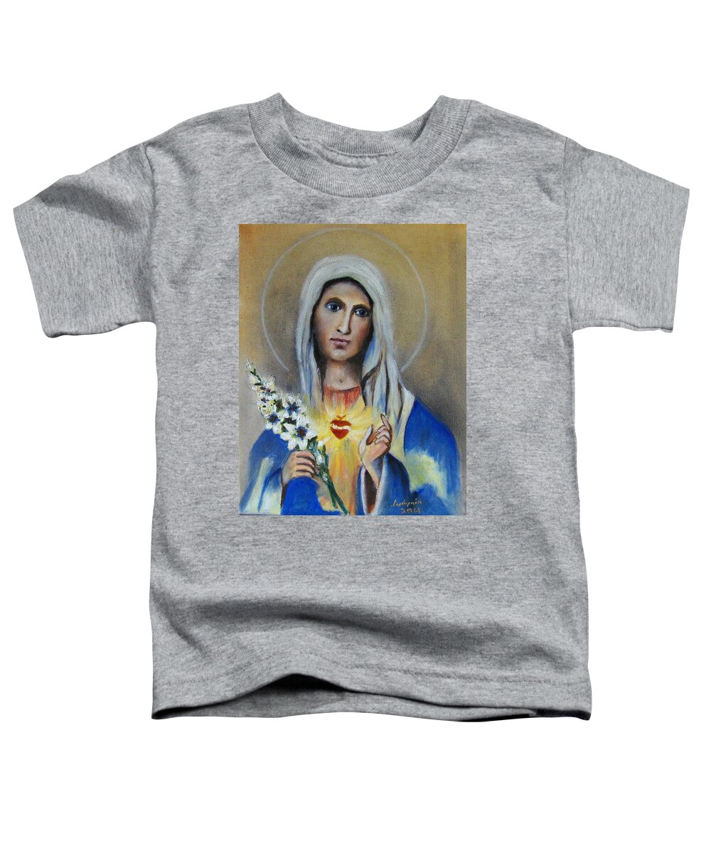 Art Toddler T-Shirt featuring the painting Our Lady #1 by Ryszard Ludynia