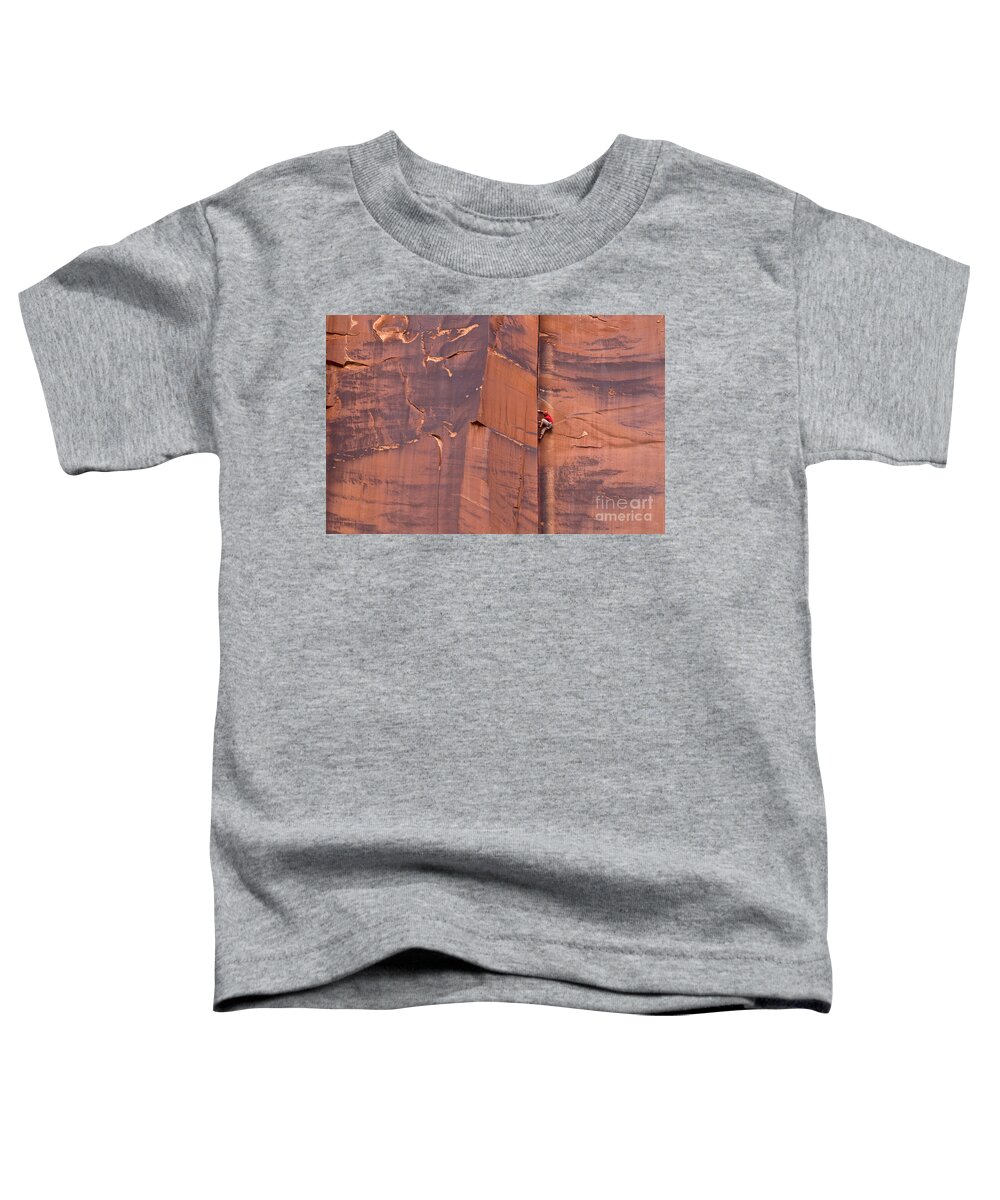 00559218 Toddler T-Shirt featuring the photograph Rock Climber Indian Creek Utah by Yva Momatiuk John Eastcott