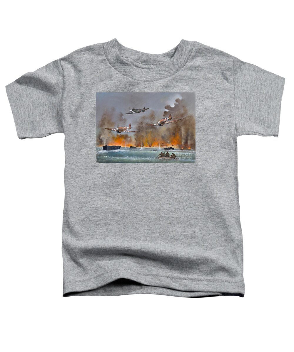 Spitfire Toddler T-Shirt featuring the painting Utah Beach- June 6th 1944 by Ken Wood