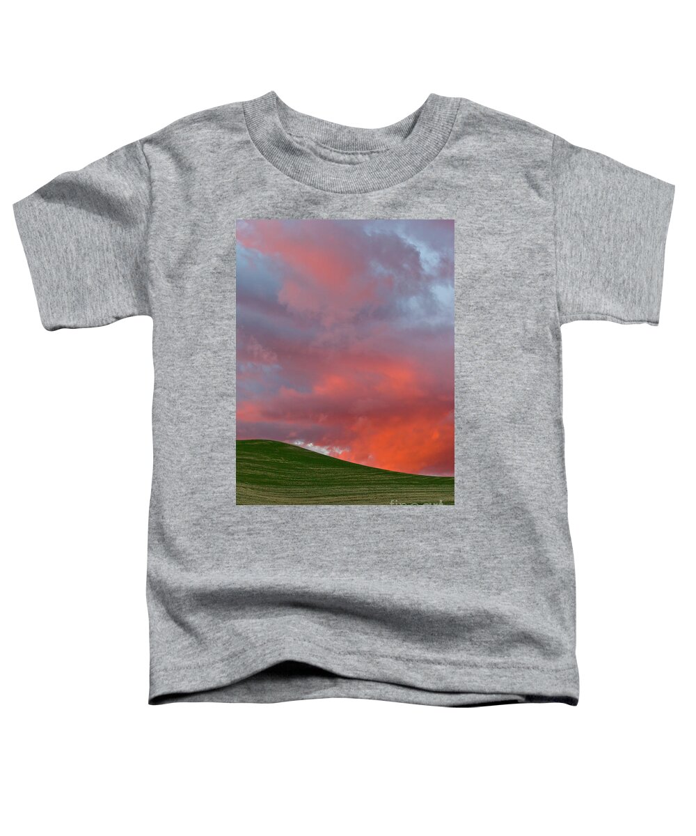 00559267 Toddler T-Shirt featuring the photograph Wheat Field At Sunset Palouse Hills by Yva Momatiuk and John Eastcott