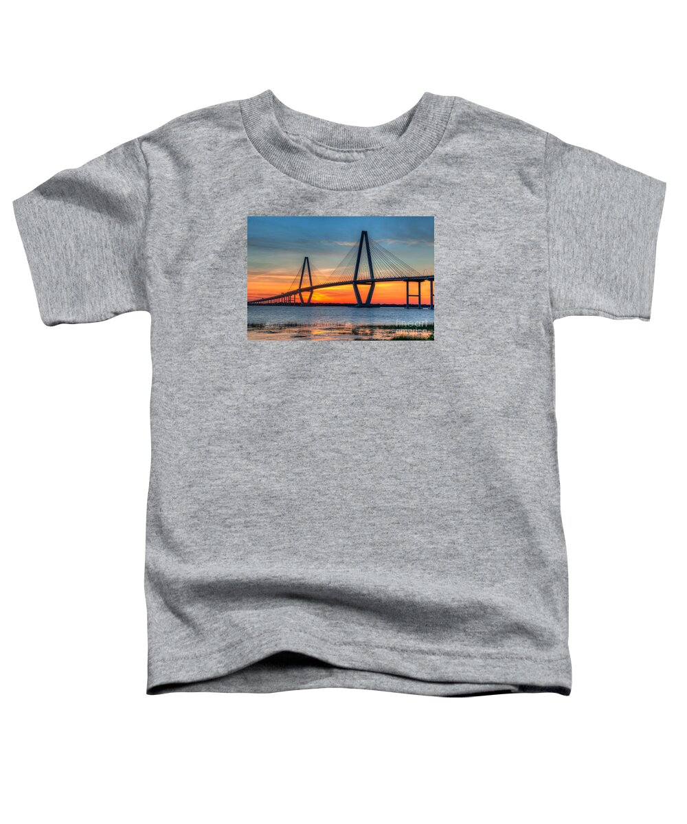 Arthur Ravenel Jr Bridge Toddler T-Shirt featuring the photograph Twilight over Ravenel by Dale Powell