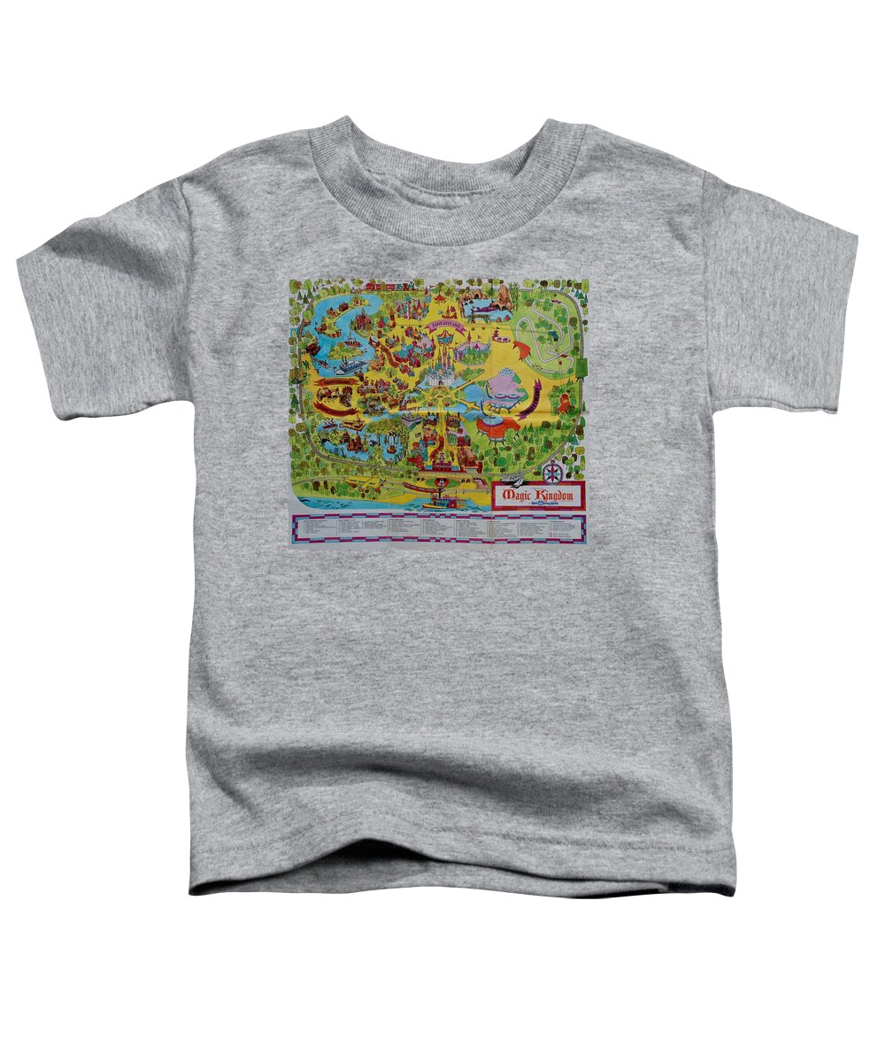 1971 Toddler T-Shirt featuring the photograph 1971 Original Map Of The Magic Kingdom by Rob Hans