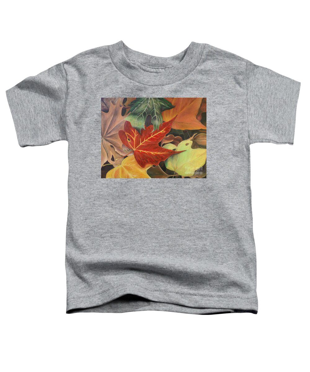 Colorful Toddler T-Shirt featuring the painting Autumn Leaves in Layers by Christy Saunders Church