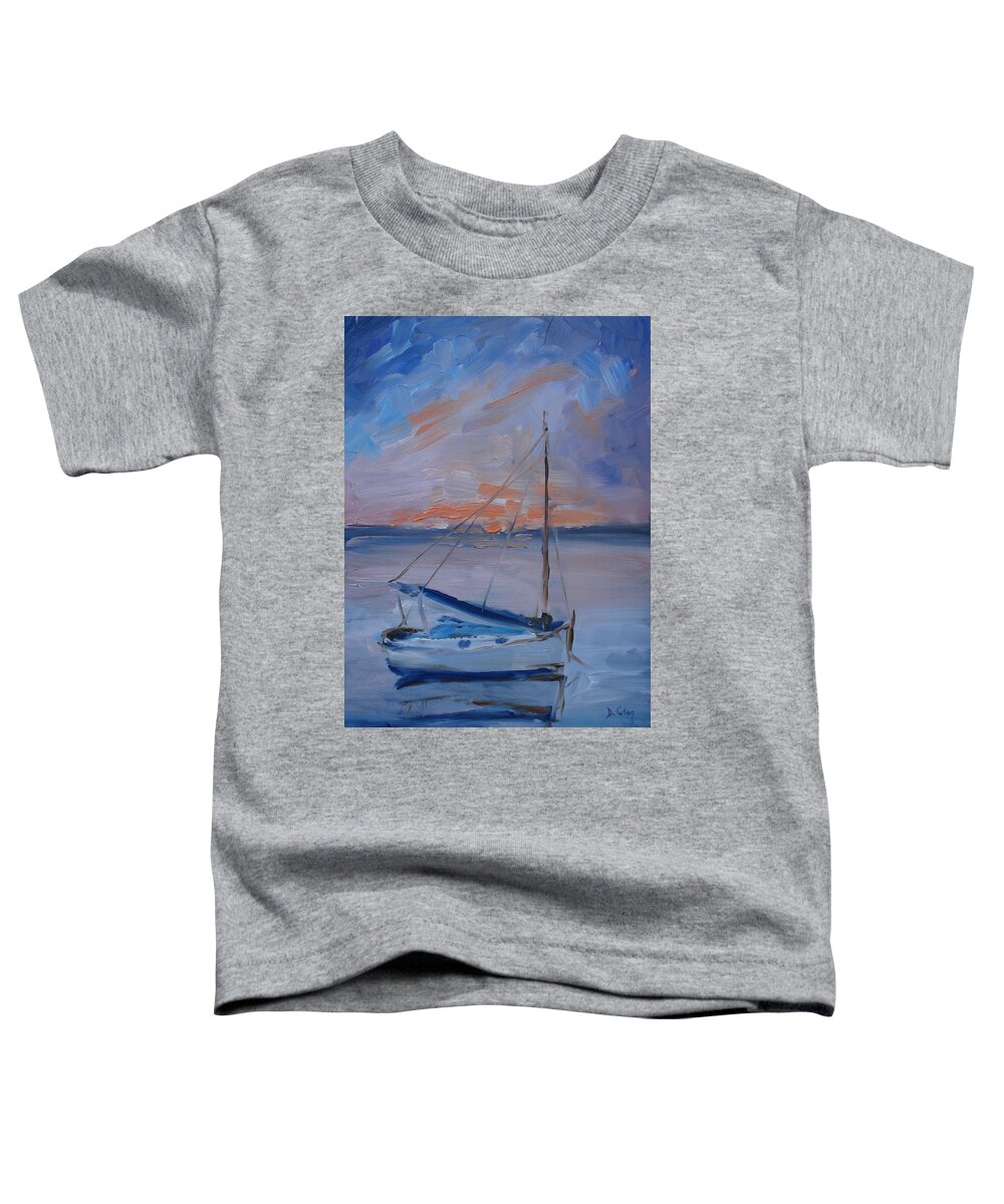 Sailboat Toddler T-Shirt featuring the painting Sailboat Reflections II #2 by Donna Tuten