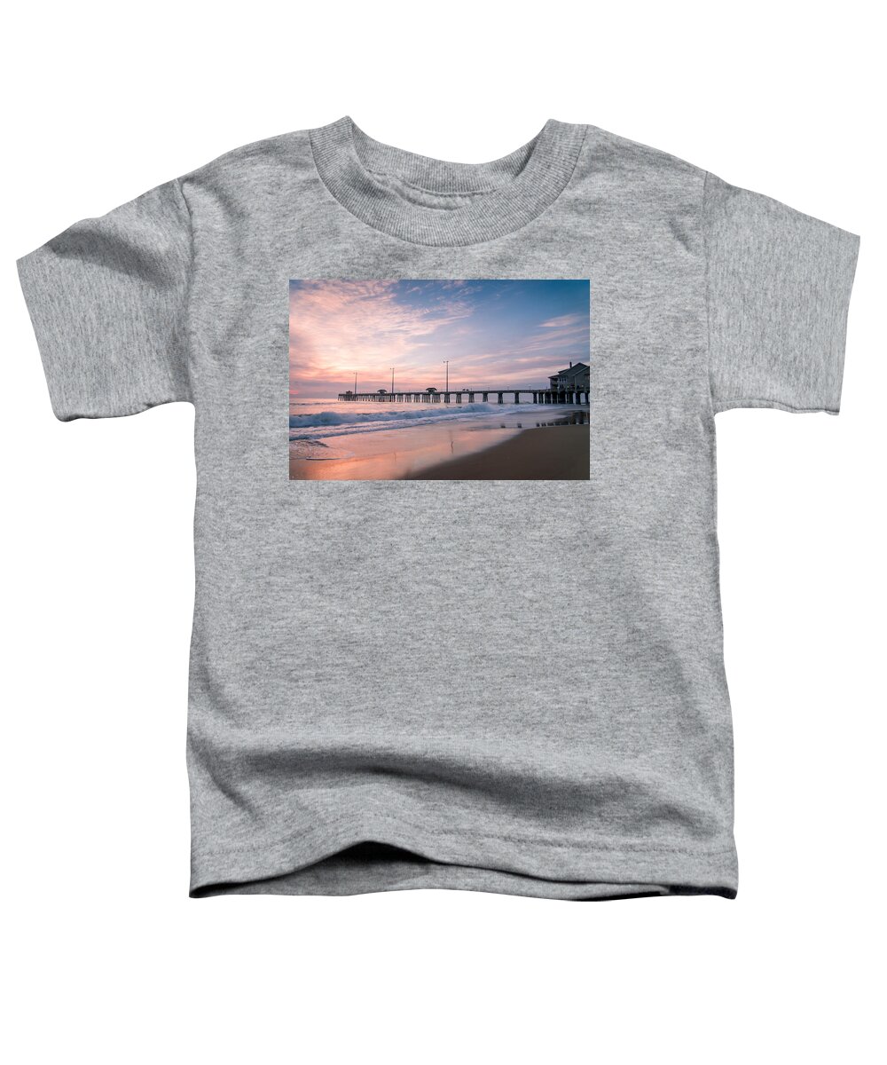 Sky Toddler T-Shirt featuring the photograph Sunrise at the pier by Stacy Abbott