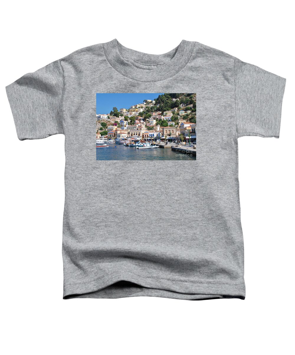 Symi Toddler T-Shirt featuring the photograph Yialos harbour Symi #3 by David Fowler