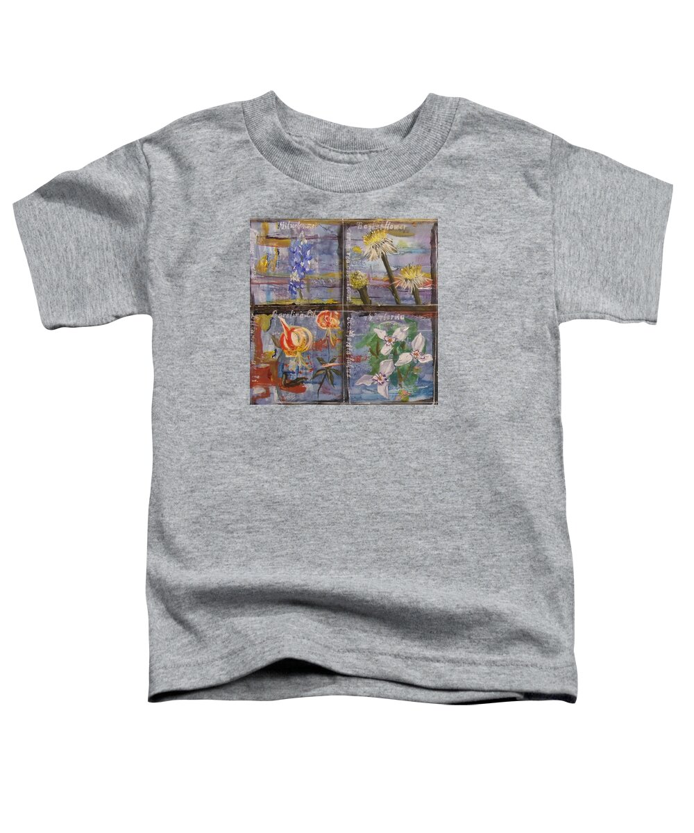 Series Toddler T-Shirt featuring the painting Texas Wildflowers Tp N by Michael Dillon