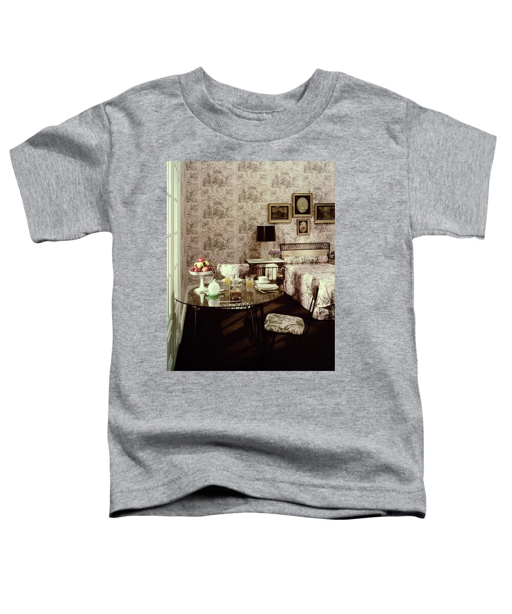 Nobody Toddler T-Shirt featuring the photograph A Bedroom With Matching Wallpaper by Haanel Cassidy