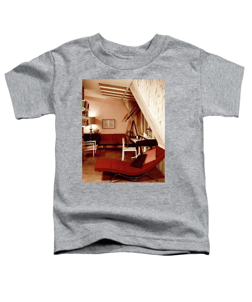 Indoors Toddler T-Shirt featuring the photograph A Red Living Room by Haanel Cassidy