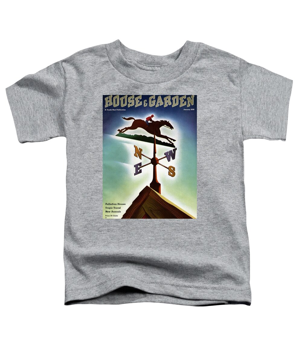 House And Garden Toddler T-Shirt featuring the photograph A Weathervane With A Racehorse by Joseph Binder