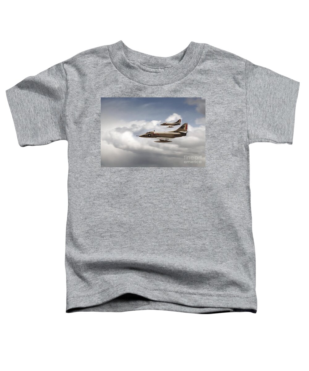 Douglas A-4 Skyhawk Toddler T-Shirt featuring the digital art A4 Skyhawks by Airpower Art