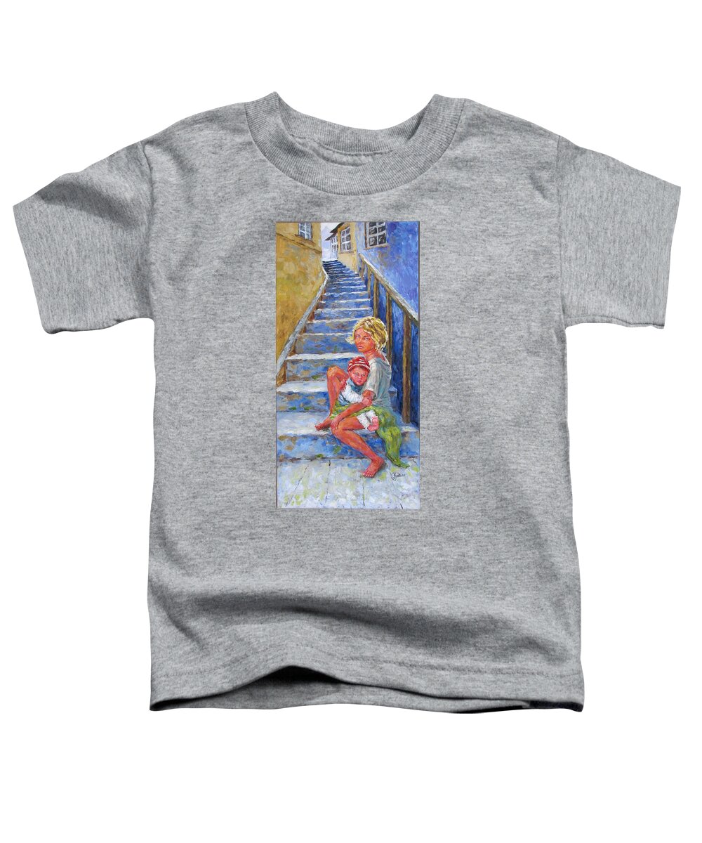 Siblings Toddler T-Shirt featuring the painting Abandoned by Jyotika Shroff