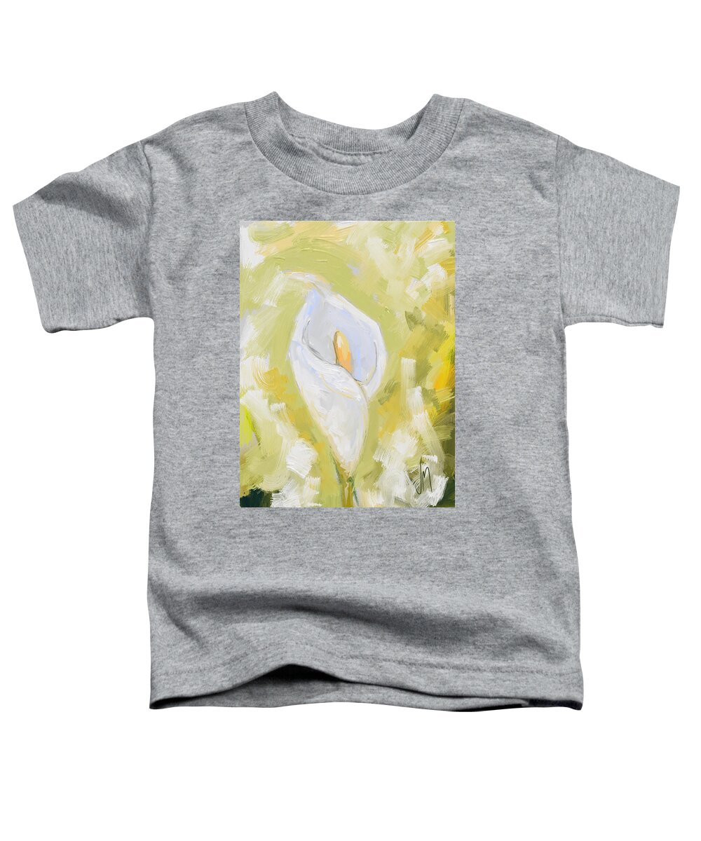 Calla Lily Toddler T-Shirt featuring the painting Abstract calla lily by Veronica Minozzi