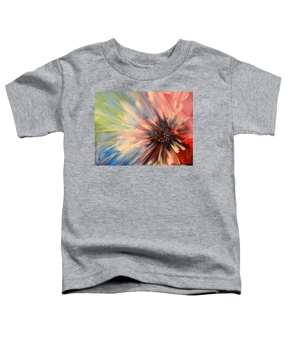 Abstract Toddler T-Shirt featuring the painting Pretty Pinks by Karen Mesaros