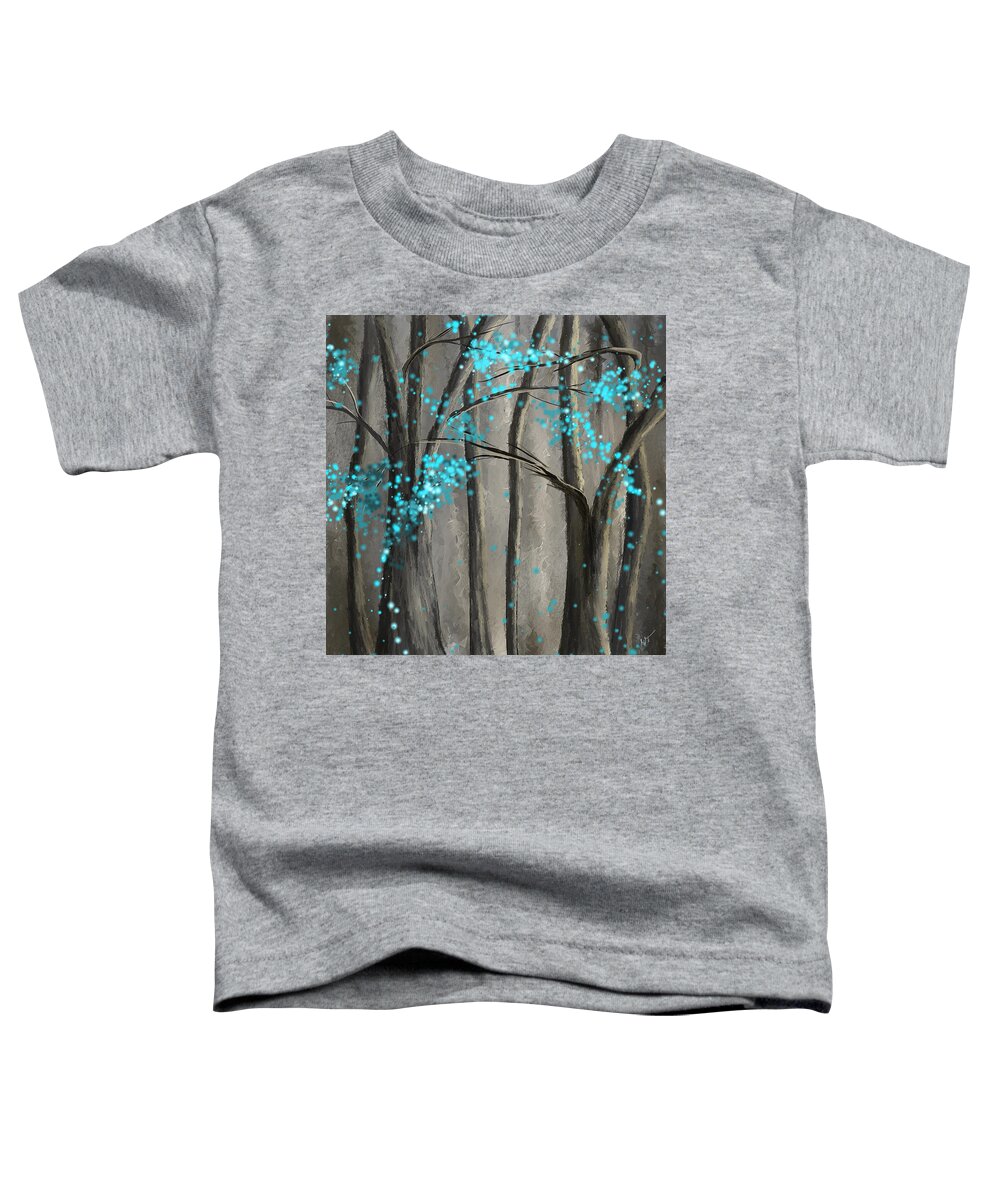Turquoise Toddler T-Shirt featuring the painting Alleviation- Gray and Turquoise Art by Lourry Legarde