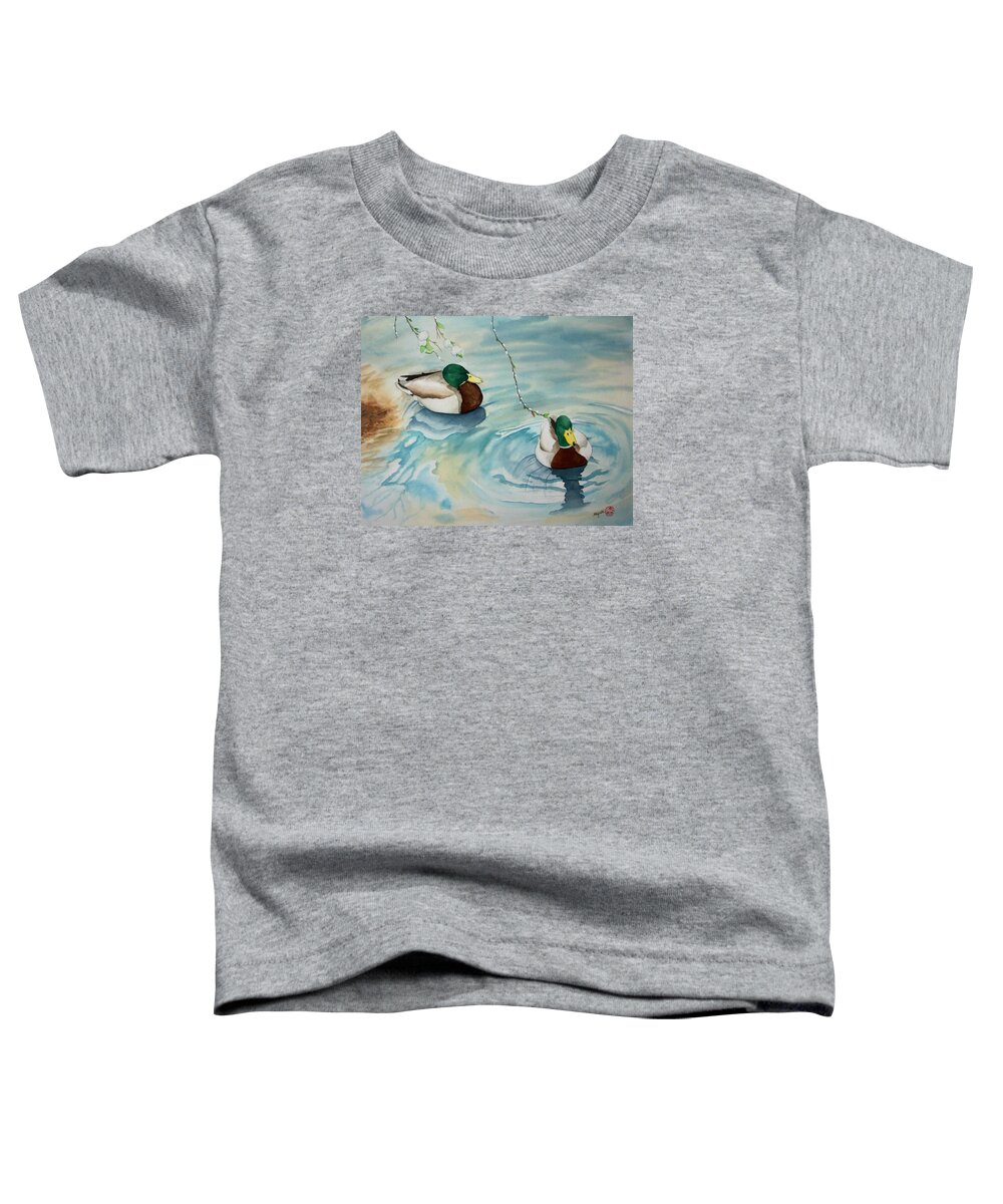 Duck Toddler T-Shirt featuring the painting Almost Spring Ueno Park by Miyuki Kimura