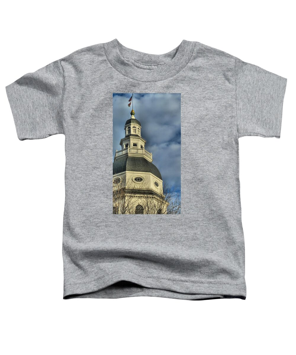 Annapolis Toddler T-Shirt featuring the photograph Annapolis Statehouse by Jennifer Wheatley Wolf
