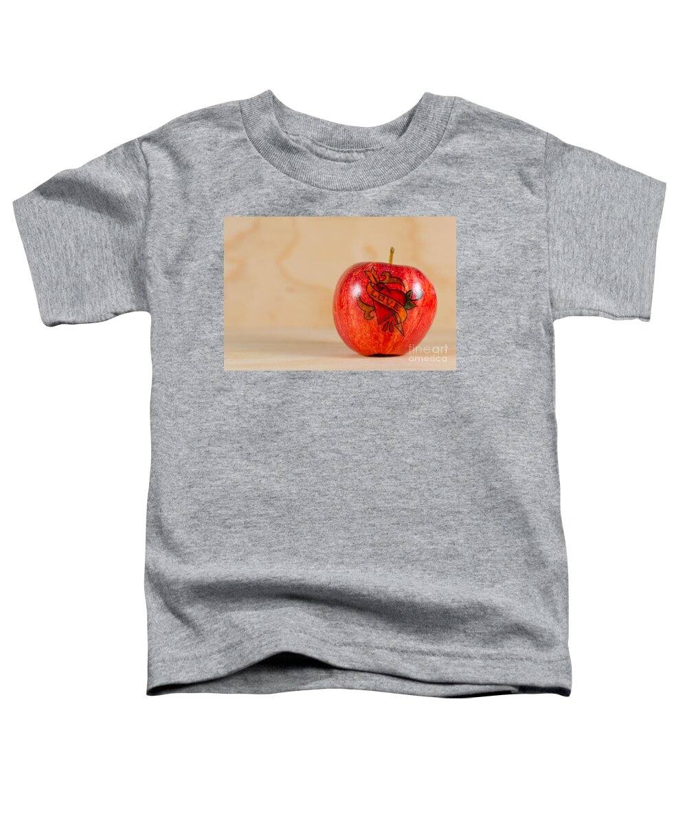 Red Toddler T-Shirt featuring the photograph Apple Love by Jonas Luis