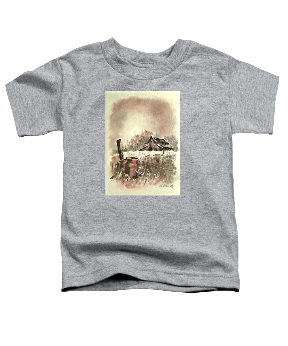 Farmscape Toddler T-Shirt featuring the painting Autumn in View at Mac Gregors Barn by Carol Wisniewski