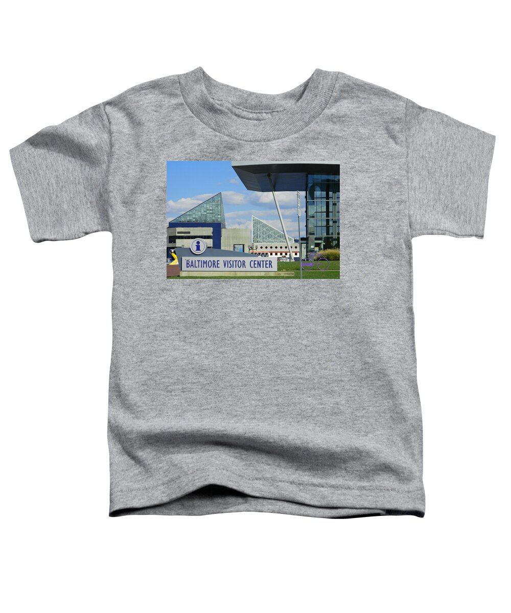 Baltimore Visitor Center Inner Harbor Toddler T-Shirt featuring the photograph Baltimore Visitor Center - Inner Harbor by Emmy Vickers