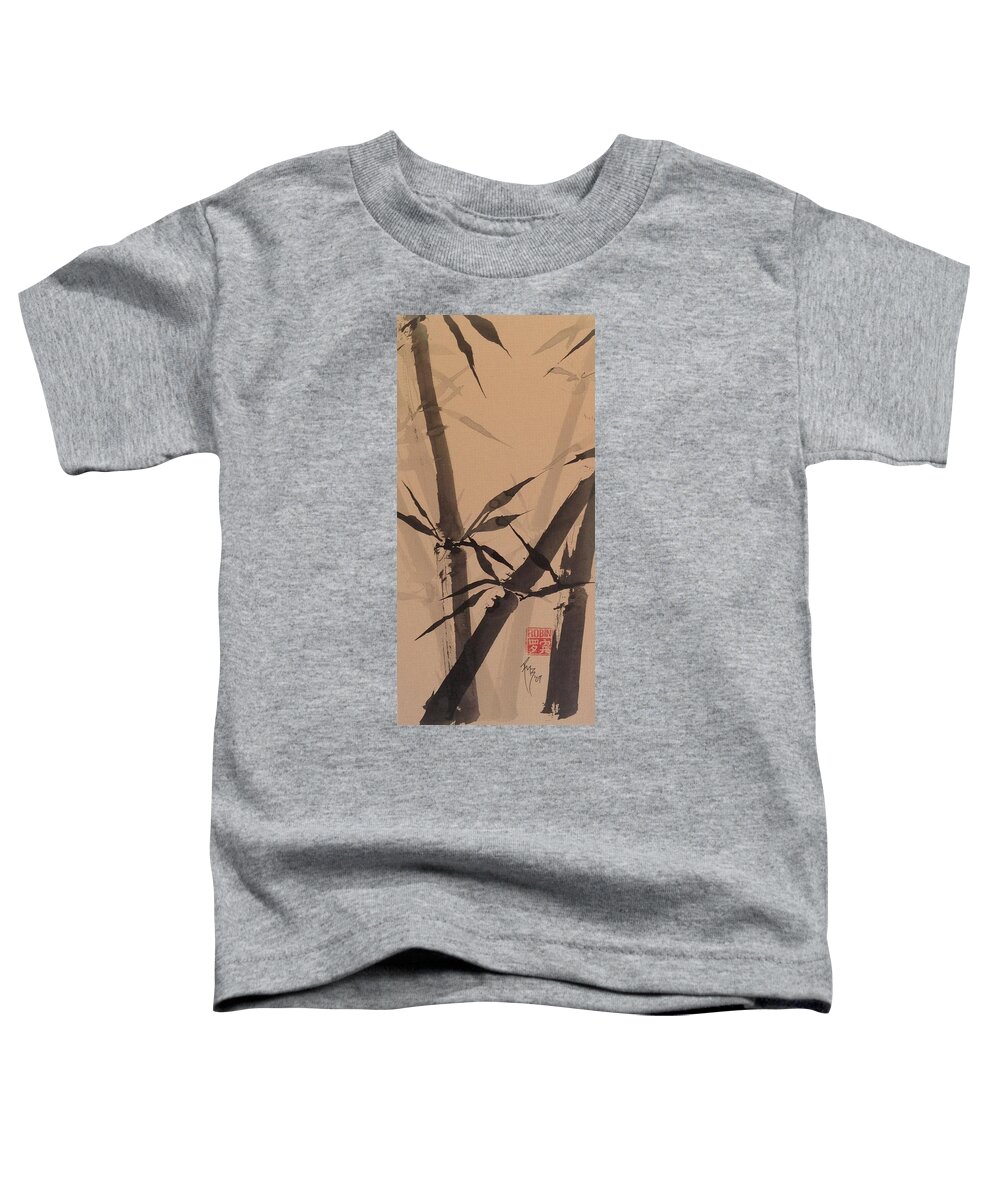 Sumi-e Toddler T-Shirt featuring the painting Bamboo Study #1 on Tagboard by Robin Miller-Bookhout