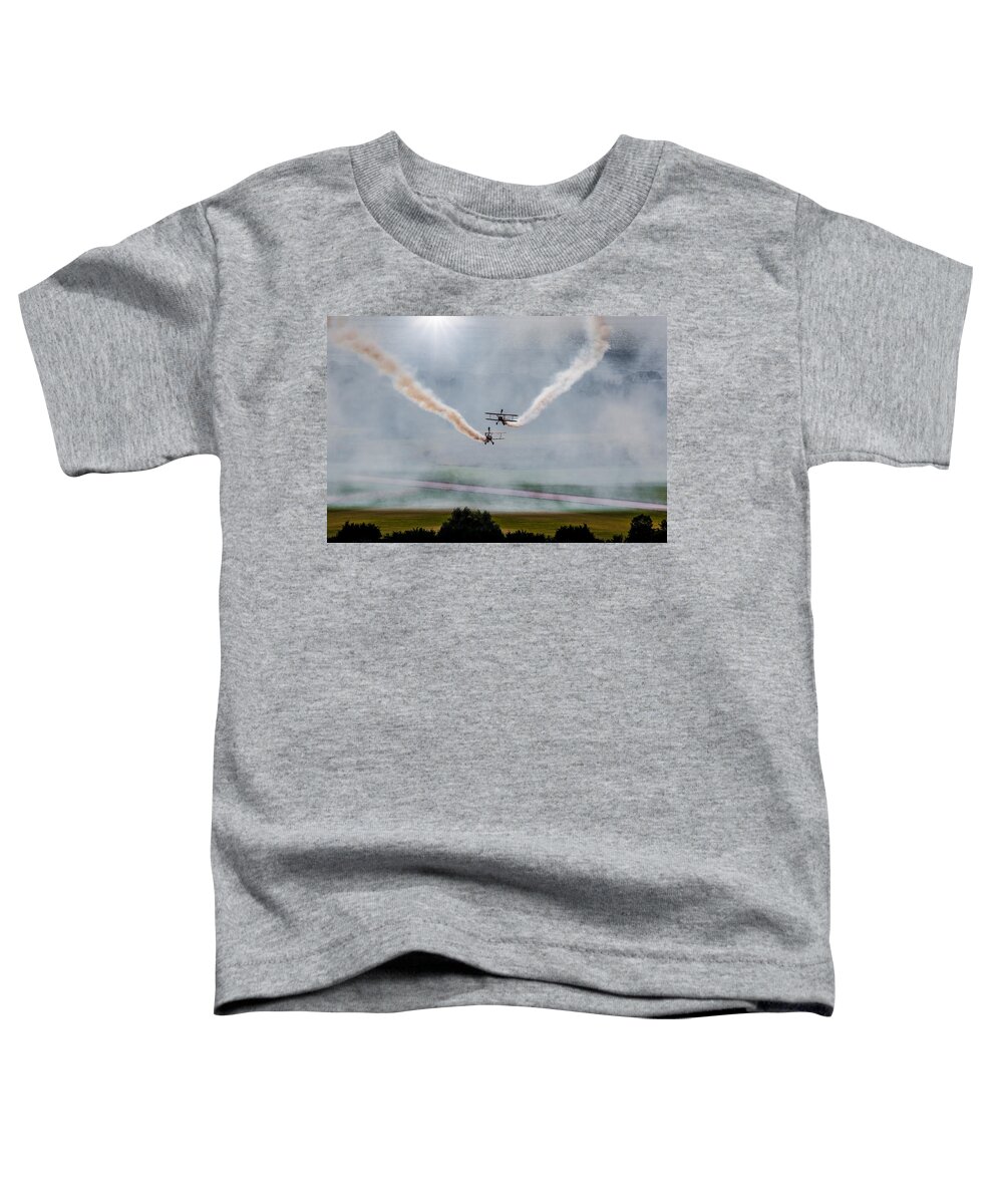 Breitling Toddler T-Shirt featuring the photograph Barnstormer Late Afternoon Smoking Session by Chris Lord