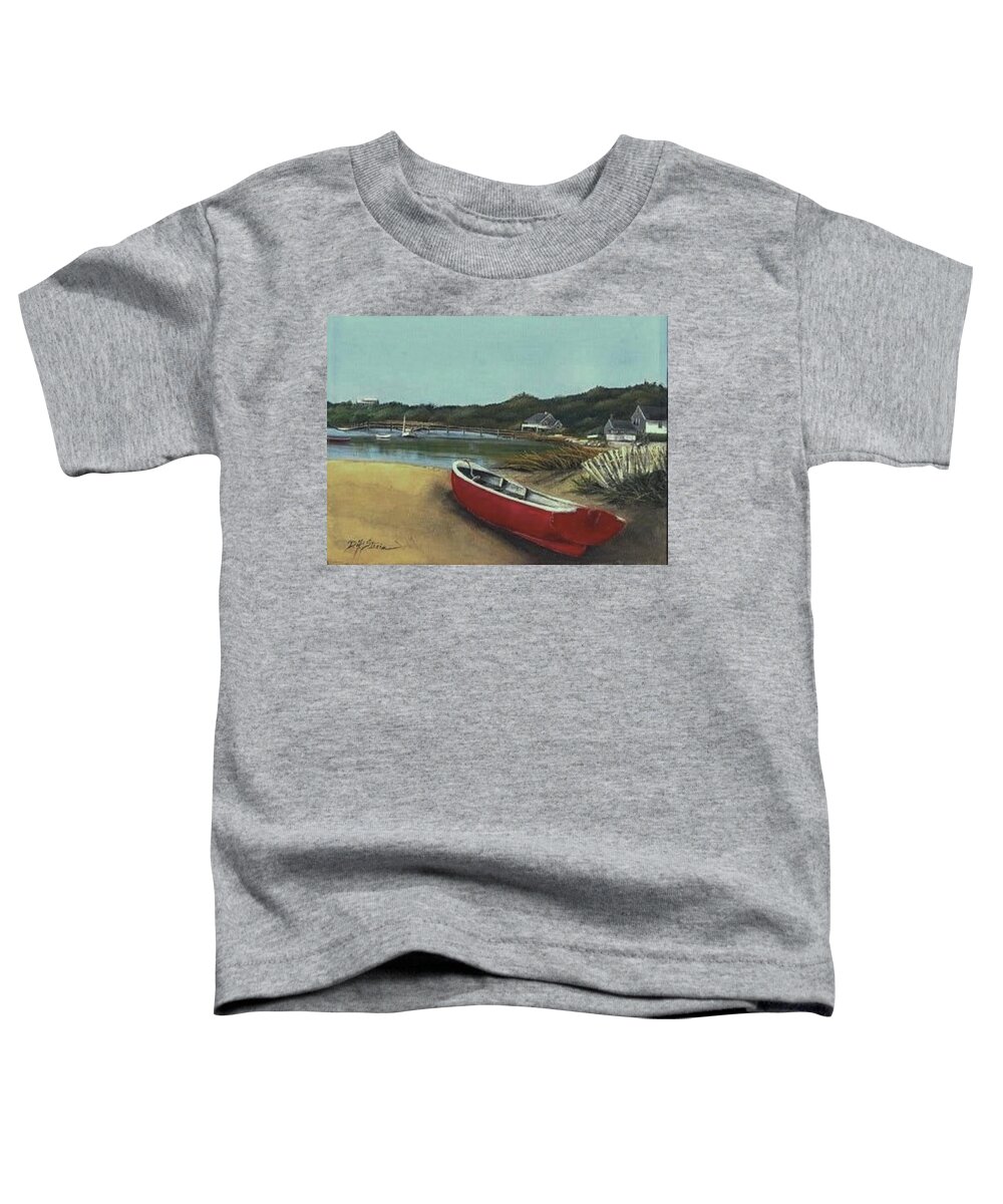 Ocean Toddler T-Shirt featuring the painting Beached Boat by Diane Strain