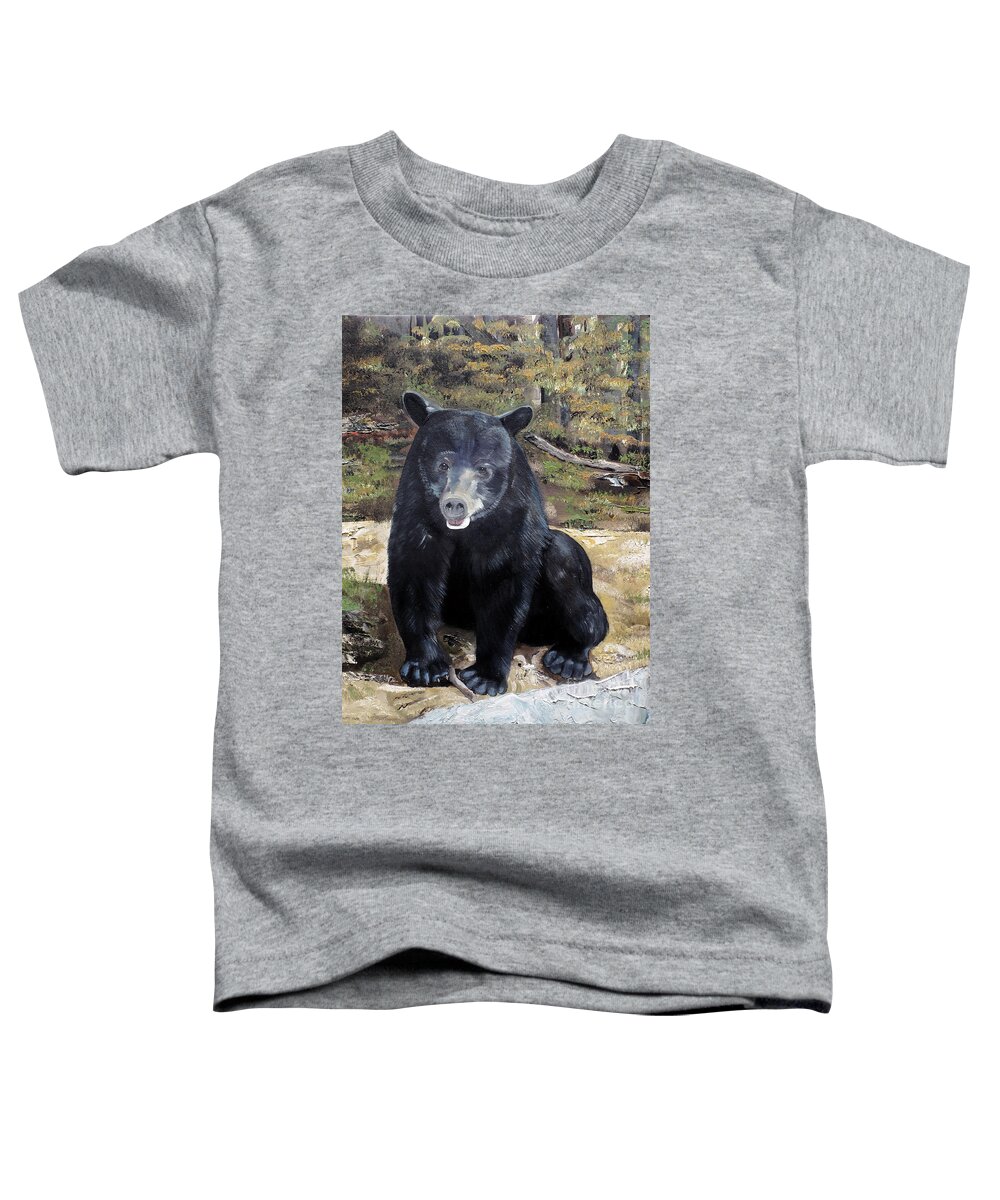 Black Bear Toddler T-Shirt featuring the painting Bear - Wildlife Art - Ursus americanus by Jan Dappen