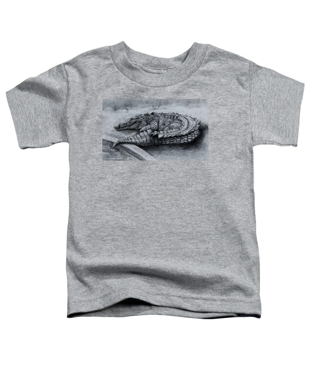 Gator Toddler T-Shirt featuring the drawing Big Daddy A Drawing by Jean Cormier