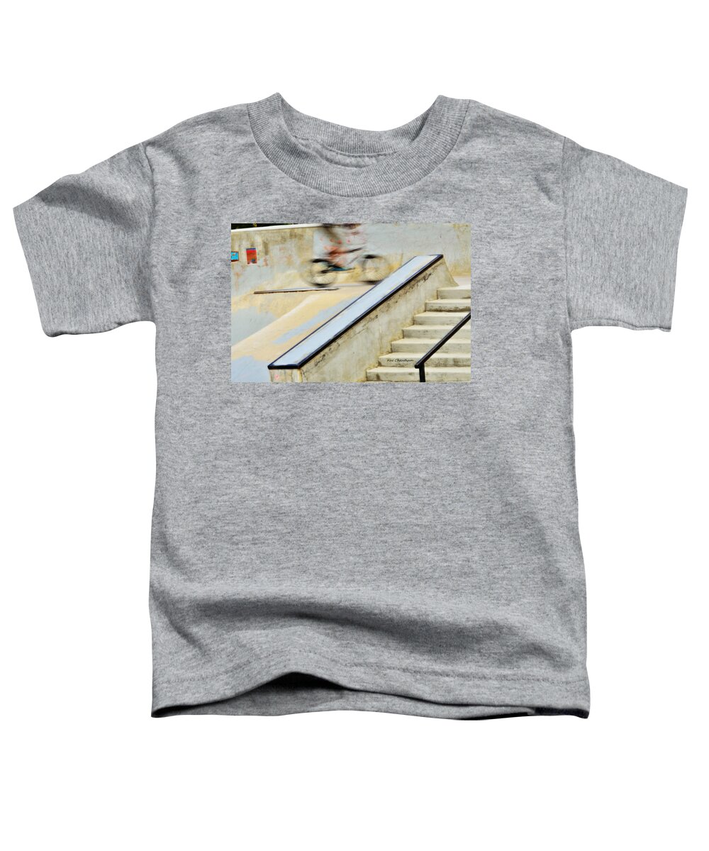 Bmx Bike Toddler T-Shirt featuring the photograph Biking the Skateboard Park by Kae Cheatham