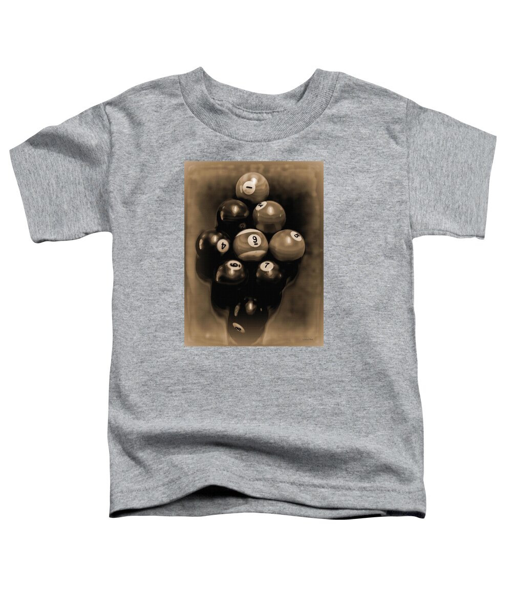 Billiards Toddler T-Shirt featuring the mixed media Billiards Art - Your Break - BW Opal by Lesa Fine