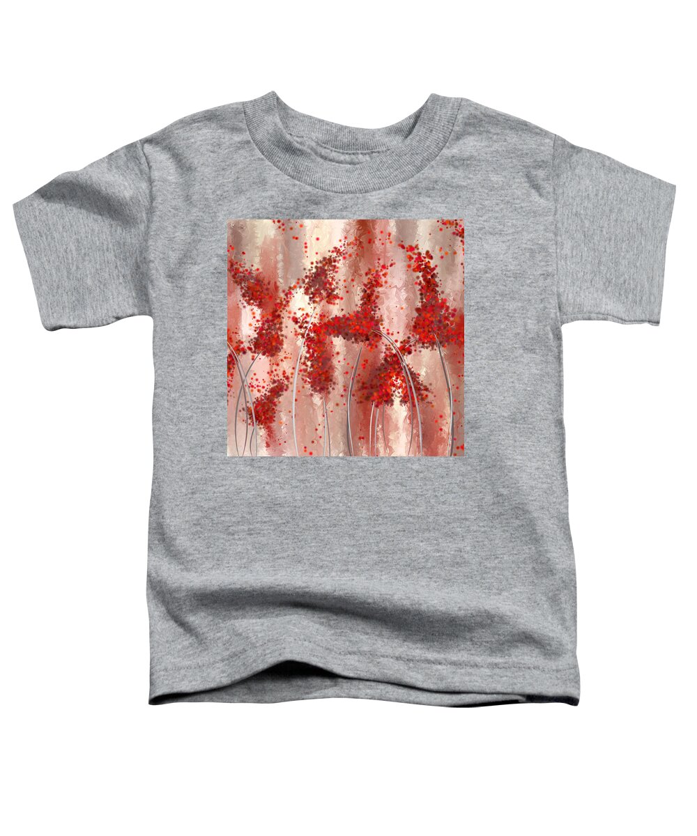 Marsala Toddler T-Shirt featuring the painting Blooming Passion- Marsala Art by Lourry Legarde