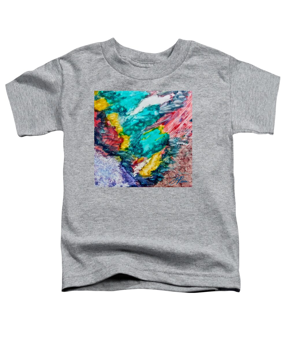 Abstract Painting Toddler T-Shirt featuring the painting Blue Rush by Joan Reese