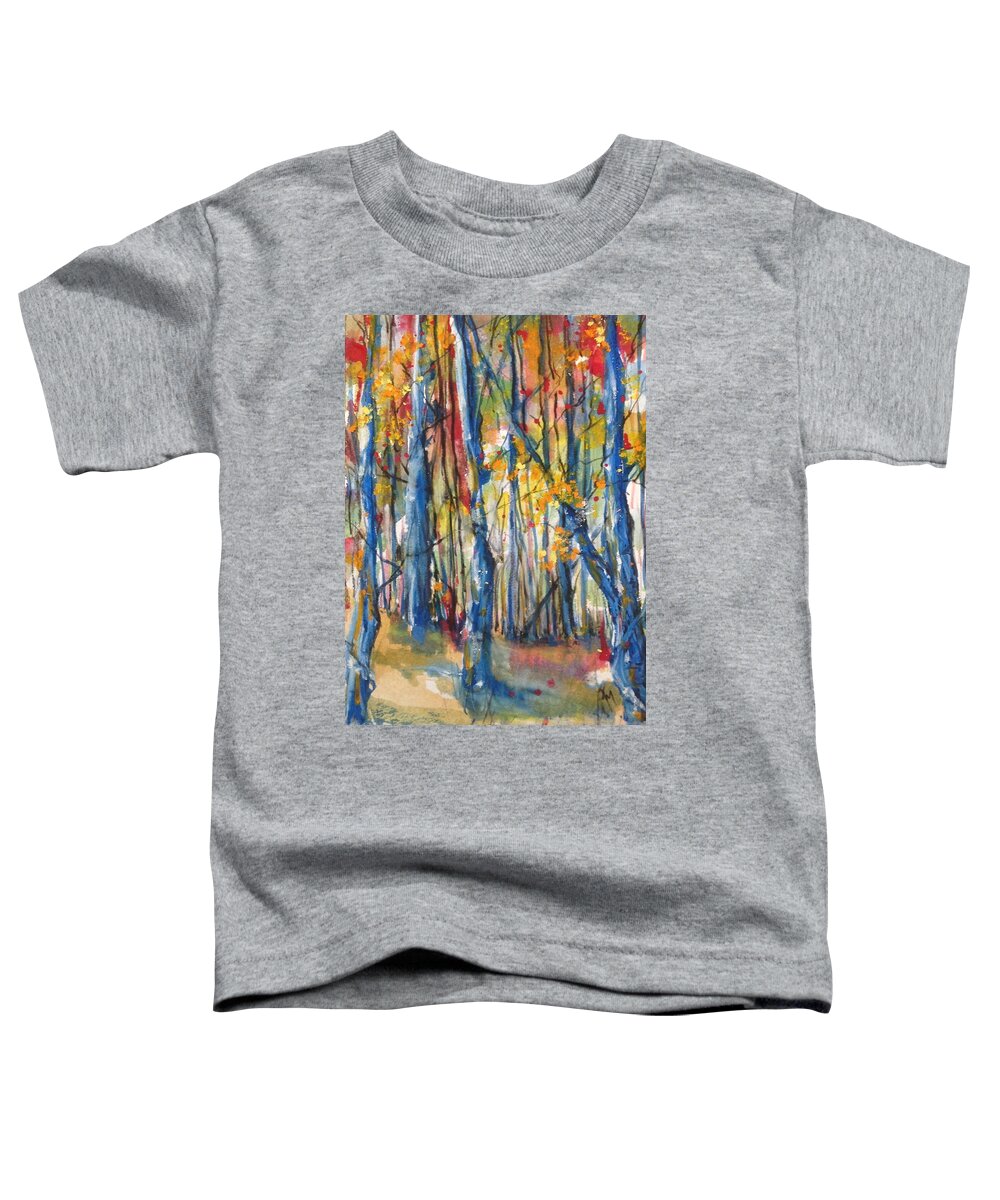 Blue Trees Toddler T-Shirt featuring the painting Blue Tree Group by Robin Miller-Bookhout