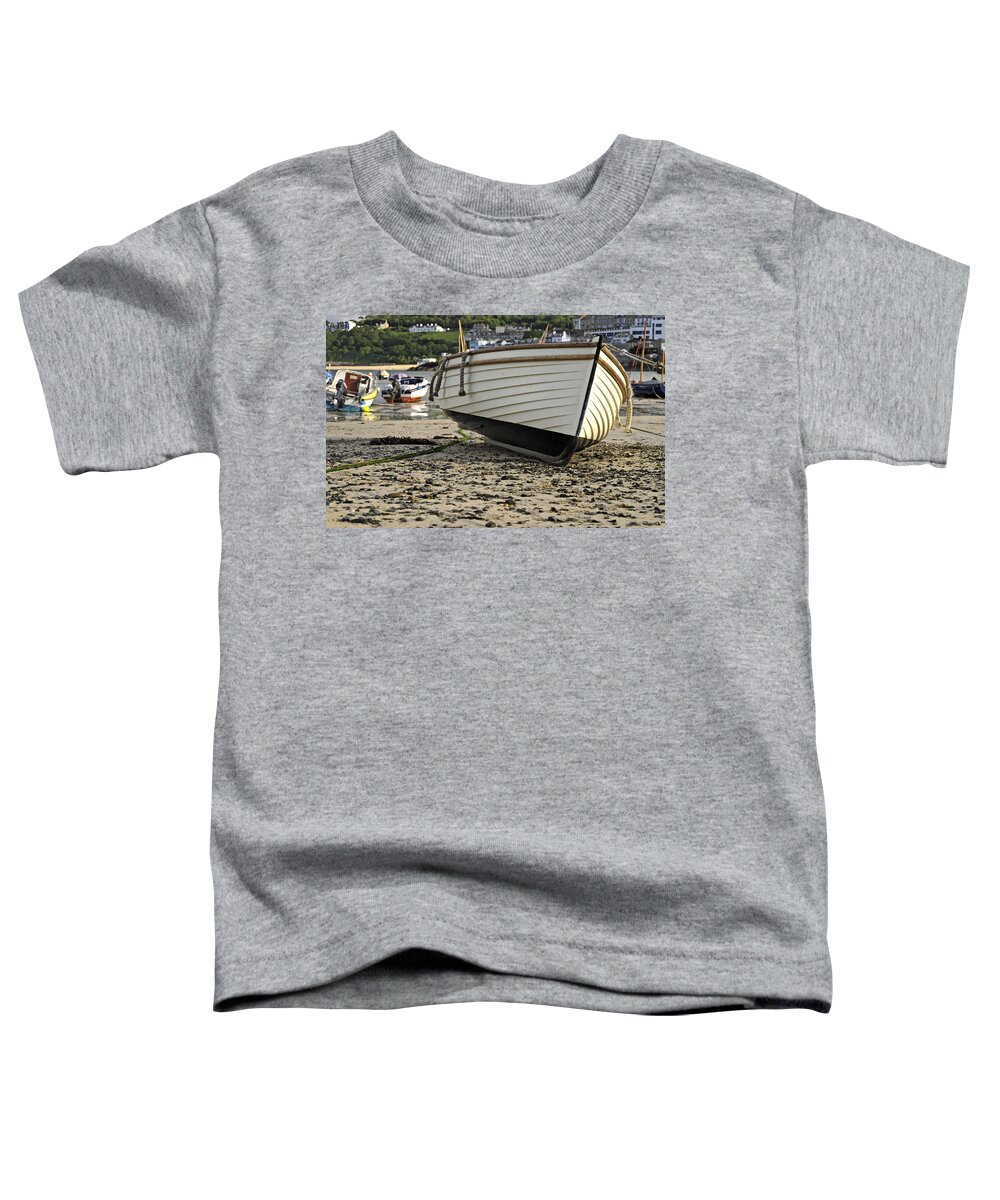 Britain Toddler T-Shirt featuring the photograph Boat On The Beach - St Ives Harbour by Rod Johnson