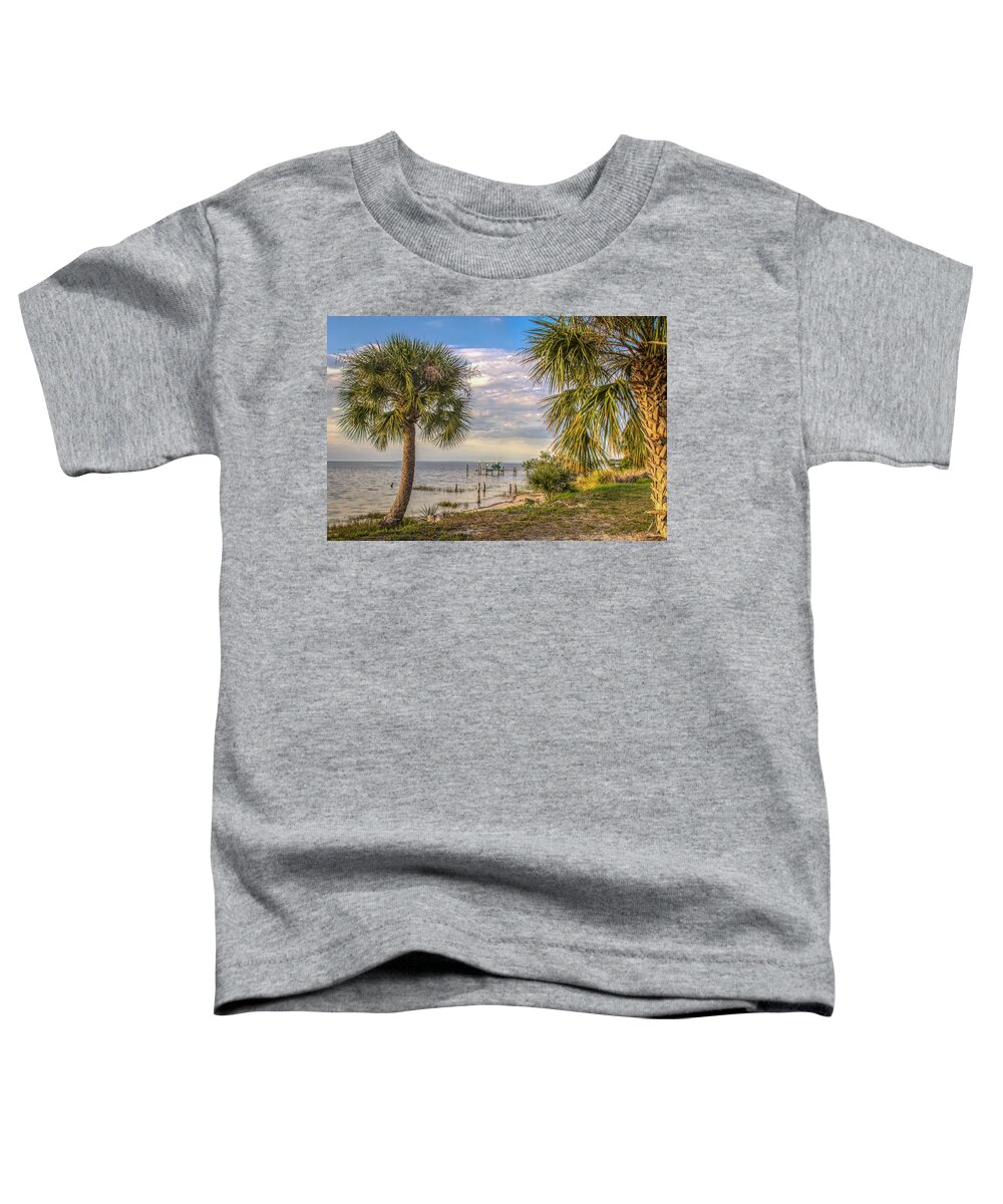 Crystal Beach Toddler T-Shirt featuring the photograph Boat pier by Jane Luxton