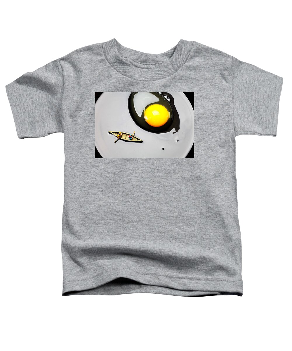 Boating Toddler T-Shirt featuring the photograph Boating around egg little people on food by Paul Ge