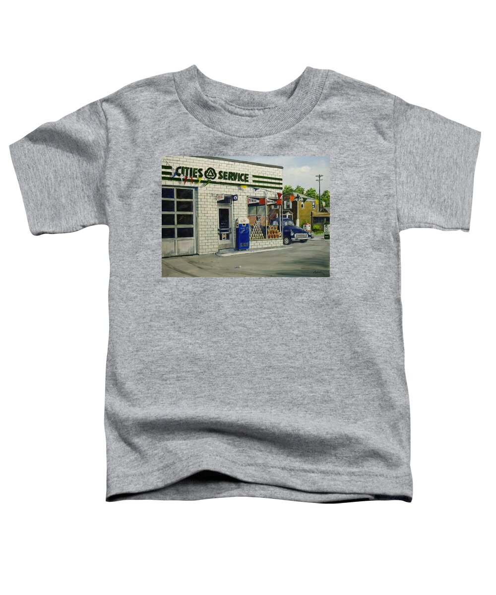 Gas Station Toddler T-Shirt featuring the painting Bob's by William Brody