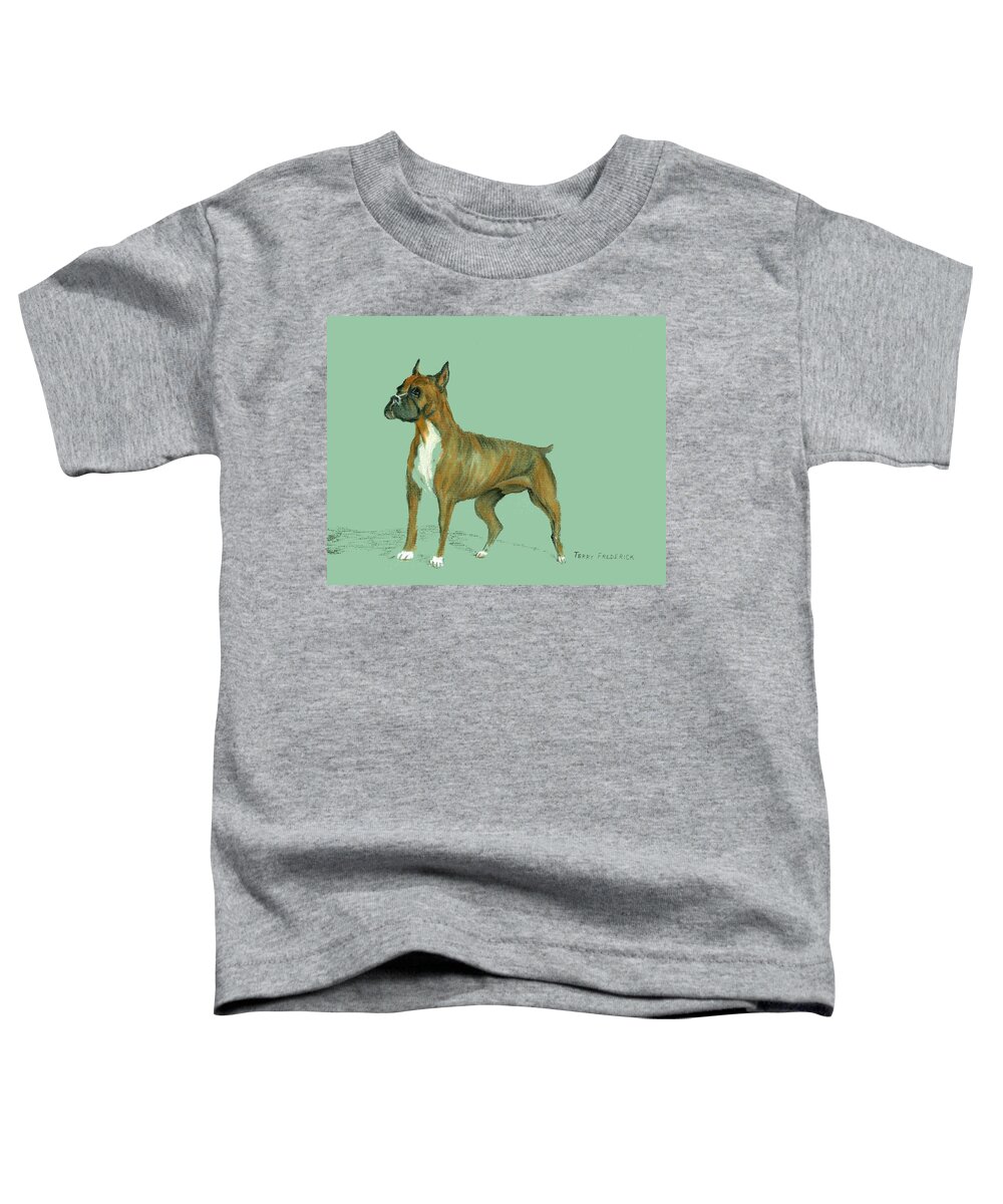 Dog Toddler T-Shirt featuring the pastel Boxer by Terry Frederick