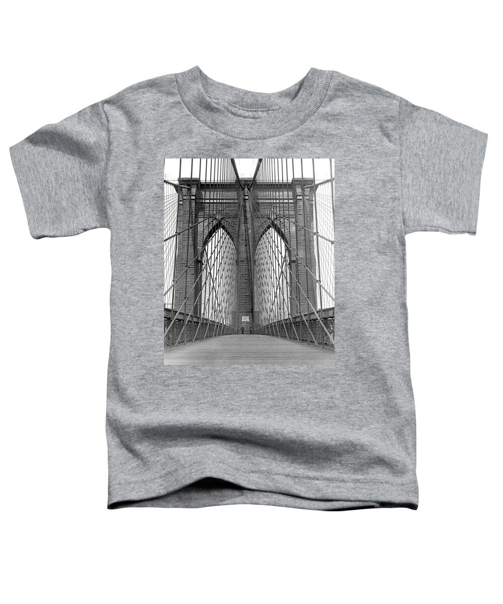 Arch Toddler T-Shirt featuring the photograph Brooklyn Bridge Promenade by Underwood Archives