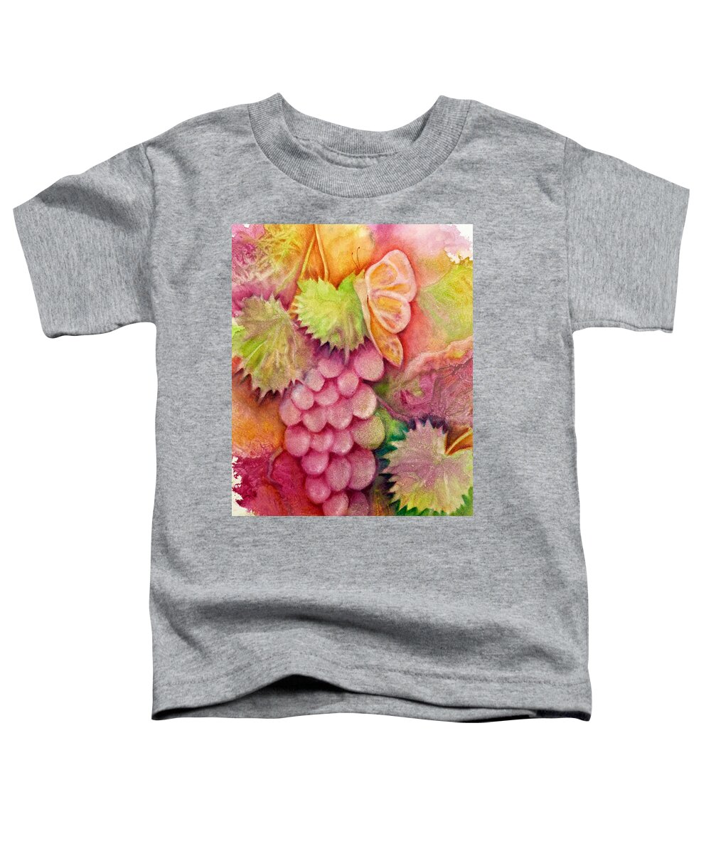 Butterfly Toddler T-Shirt featuring the painting Butterfly with Grapes by Carla Parris
