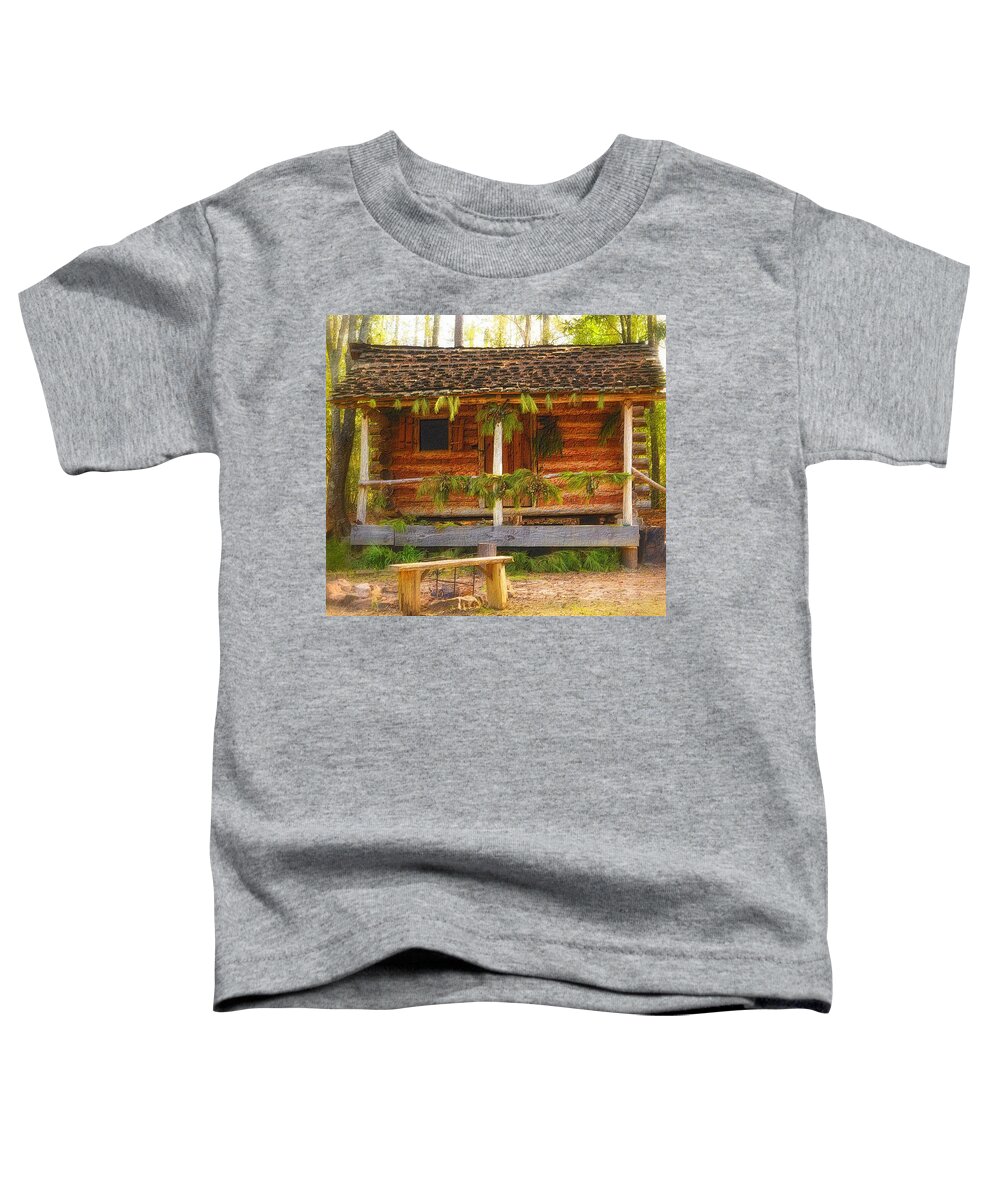 Cabin Toddler T-Shirt featuring the photograph Cabin Christmas by Nadalyn Larsen